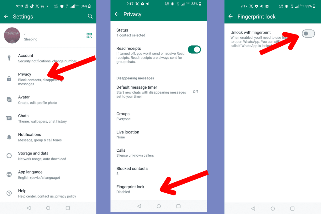 Screenshots Step By Step Guide How To Enable WhatsApp Screen Lock on Android.
