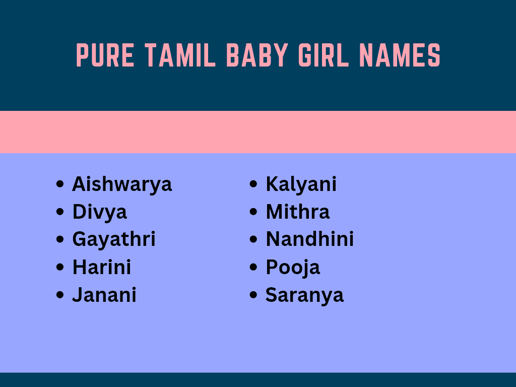 A list of ten pure Tamil baby girl names.